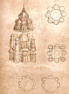 Zeichnung von Kirchen, ca. 1472-1519, 1883