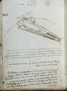 Zeichnung einer Flugmaschine. Manuskript von Leonardo da Vinci von Leonardo da Vinci