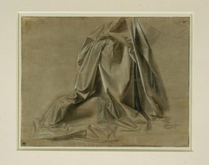 Gewandstudie für eine kniende Figur im verlorenen Profil von Leonardo da Vinci