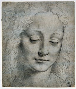 Kopf eines Jungen mit Blätterkrone im Stil von Verrocchio von Leonardo da Vinci