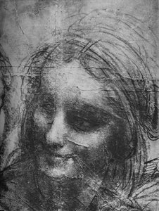 Kopf der hl. Anna - Jungfrau und Kind mit hl. Anna und dem kleinen hl. Johannes, um 1480, 1945 von Leonardo da Vinci