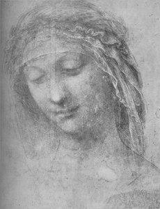 Kopf einer Frau, Dreiviertelansicht nach links von Leonardo da Vinci