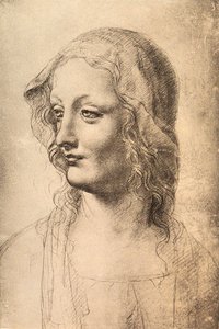 Kopf einer jungen Frau, Zeichnung von Leonardo da Vinci, Gabinetto dei Disegni e Stampe, Uffizien, Florenz