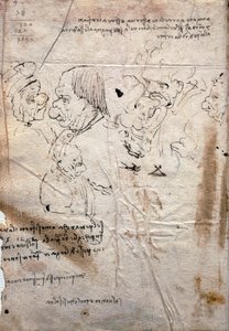 Männliche Karikaturen und Bibliotheksliste, Codex Trivulzianus