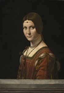 Porträt einer unbekannten Frau, genannt La Belle Ferronnière, 1490-1496 von Leonardo da Vinci,