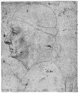 Porträtstudie eines Mannes, 15. Jahrhundert 1954 von Leonardo da Vinci