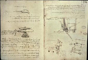 Studien für Luftschraube und Flugmaschinen von Leonardo da Vinci