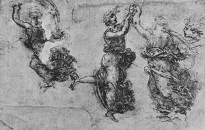Studien von tanzenden Nymphen, ca. 1480, 1945 von Leonardo da Vinci