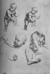 Studien eines Kindes und Teile eines Kindes, ca. 1480, 1945 von Leonardo da Vinci
