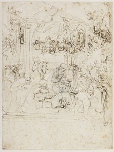 Studie zur Anbetung der Könige von Leonardo da Vinci