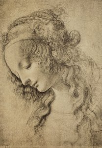 Studie für den Kopf der Magdalena, Zeichnung von Leonardo da Vinci, Kabinett der Zeichnungen und Drucke, Uffizien-Galerie, Florenz von Leonardo da Vinci