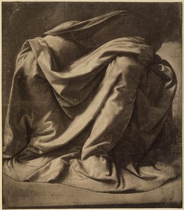 Studie für den Mantel der Jungfrau in der Verkündigung, heute in den Uffizien; Aquarell und Schwarz erhöht mit Weiß auf sehr feiner Leinwand, von Leonardo da Vinci. Der Louvre, Paris von Leonardo da Vinci