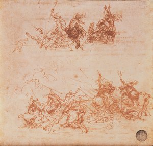 Studie von Reitern im Kampf und Fußsoldaten, 1503 von Leonardo da Vinci