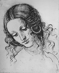Studie eines Frauenkopfes, um 1480, 1945 von Leonardo da Vinci