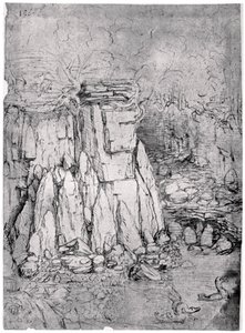 Studie einer felsigen Höhle mit Enten, 1482-1485, 1954
