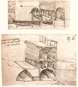 Zwei Pläne für Kanäle in einer Stadt, ca. 1472-1519, 1883 von Leonardo da Vinci