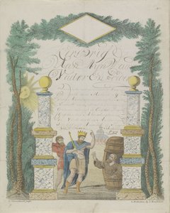 Wunschbrief mit Alexander dem Großen, der Diogenes im Fass besucht von Leonardus Schweickhardt