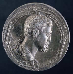 Rückseite des Medaillons von Andrea Doria, das den Künstler umgeben von den Ketten eines Sträflings und mit einer Galeere im Hintergrund zeigt, ca. 1541 (Silber) von Leone Leoni
