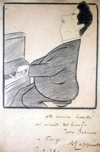 Porträt von Giacomo Puccini (1858-1924), italienischer Komponist. Karikatur von Leonetto Cappiello