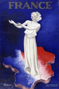 Frau, die Frankreich repräsentiert - Plakat in Blau-Weiß-Rot von Leonetto Cappiello