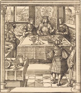 Der junge weiße König zwischen der Königin und der Prinzessin von Feuereisen von Leonhard Beck