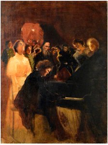 Leo Tolstoi bei einem Konzert von Anton Rubinstein von Leonid Osipovic Pasternak