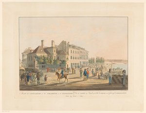 Ansicht der Kaffeehäuser gegenüber der Brücke zwischen Wien und Leopoldstadt von Leopold Beyer