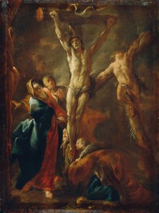 Christus am Kreuz mit Maria, Johannes, Magdalena und den beiden Schächern von Leopold Blonder