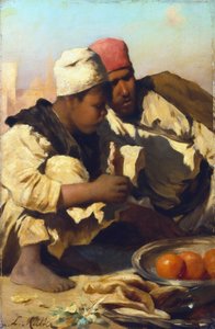 Araber, die auf einem Markt in Kairo sitzen, ca. 1854-1892 von Leopold Carl Muller