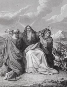 Das Hochhalten der Hände von Moses, Exodus, Kap. 17, Vers 12 von Leopold Kupelwieser