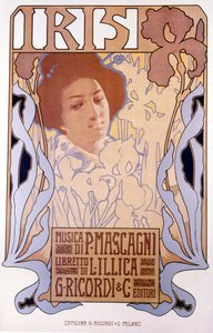 Iris komponiert von Pietro Mascagni, Plakat von Leopoldo Metlicovitz, Libretto von Luigi Illica, 1898