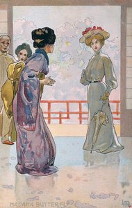 Postkarte erstellt für die Premiere von "Madame Butterfly", in Brescia von Leopoldo Metlicovitz