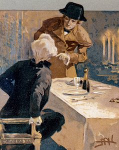 Postkarte illustriert von Leopoldo Metlicovitz (1868-1944) mit Szenen aus Tosca, Oper von Giacomo Puccini (1858-1924) von Leopoldo Metlicovitz