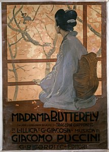 Plakat für die erste Aufführung von "Madama Butterfly" in Mailand, 17. Februar