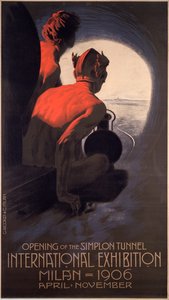 Plakat zur Mailänder Internationalen Ausstellung, einer Weltausstellung zur Eröffnung des Simplontunnels