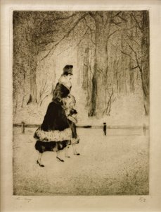 Dame mit Kind im Tiergarten von Lesser Ury