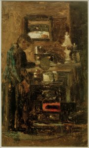 Frau am Küchenherd von Lesser Ury