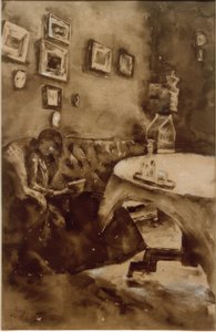 Interieur mit lesender Dame von Lesser Ury