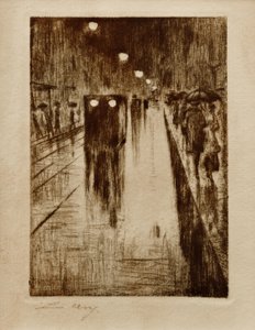 Leipziger Straße im Regen von Lesser Ury