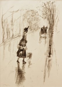 Mädchen mit Hund von Lesser Ury