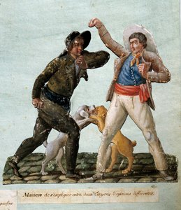 Französische Revolution: Zwei Bürger kämpfen. Gouache der Brüder Lesueur (18. Jahrhundert) von Lesueur Brothers