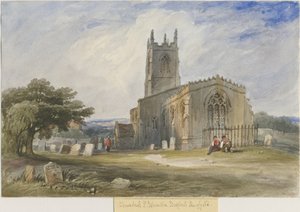 Mayfield Kirche: Aquarell, undatiert [ca. 1830-1840] von Lewis John Wood