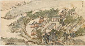 Die Fünf-Hirsche-Einsiedelei, frühes 17. Jahrhundert von Li Shida