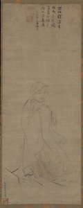 Bodhidharma überquert den Yangzi-Fluss auf einem Schilfrohr, vor 1317 von Li Yaofu