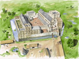 Luftaufnahme von Süden, Wolvesey Castle, Alter Bischofspalast, ca. 1170, ca. 2000er von Liam Wales