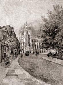 Kathedrale von Canterbury, vom Christchurch Gateway, aus The Century Magazine, veröffentlicht 1887 (Gravur) von Unbekannt Unbekannt