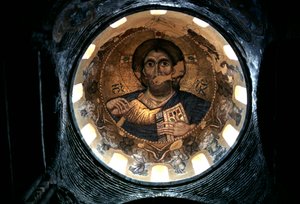 Christus Pantokrator, Innere Kuppel der Kirche Panagia Parigoritissa, Arta, Epirus, Griechenland von Unbekannt Unbekannt