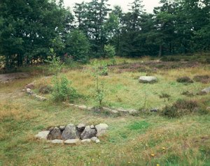 Dänemark, Jütland, Bjerrgrav, Hvolris, keltischer Friedhof mit kreisförmigen Gräbern von Unbekannt Unbekannt