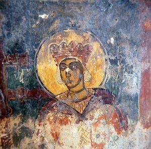 Fresko in der byzantinischen Kirche Agios Georgios