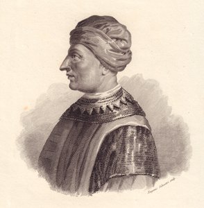 Porträt des italienischen Militärführers Can Francesco della Scala, auch bekannt als Cangrande I (1291-1329), Kupferstich von Eugenio Silvestri von Unbekannt Unbekannt
